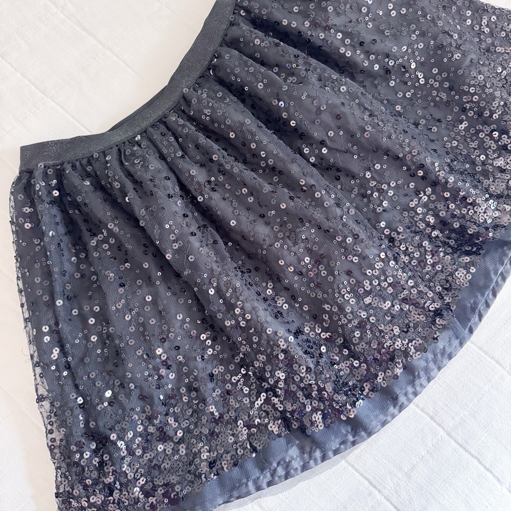 Girls Black Sequin Tulle Skirt LARGE 10/12 Cat &Jack. Holidays. Party.
